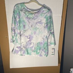 Floral Lace Top in Mint and Lavender